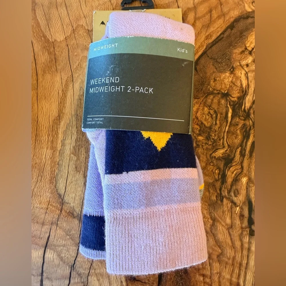 Burton Kids Midweight Ski Snowboard Socks 2-Pack Crew Winter NEW